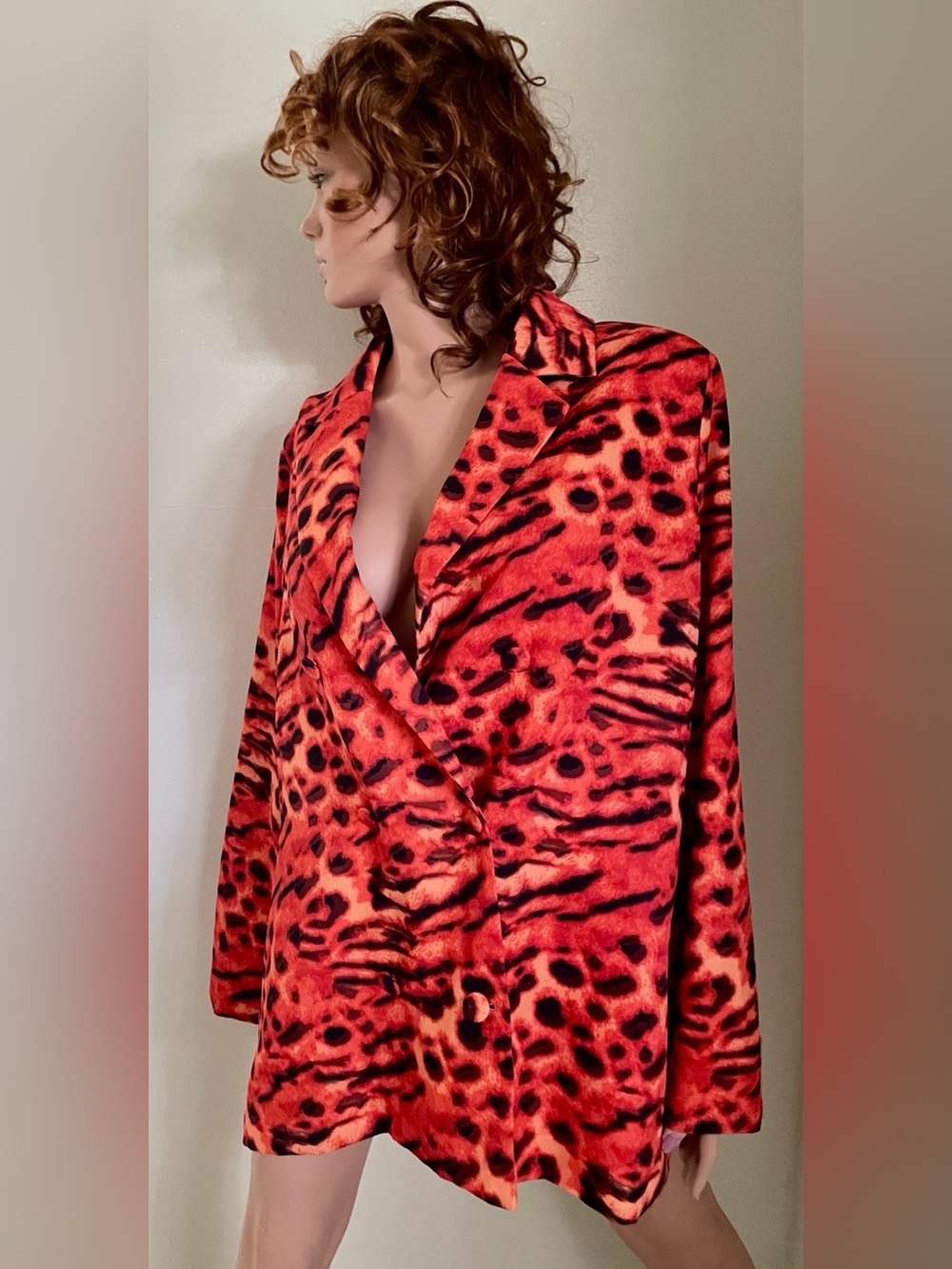 PRETTY LITTLE THING Chic ANIMAL Leopard Print BLAZER Jacket Size 8